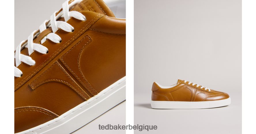 être Ted Baker Hommes baskets rétro en cuir robertt bronzer FR8J422075 chaussures