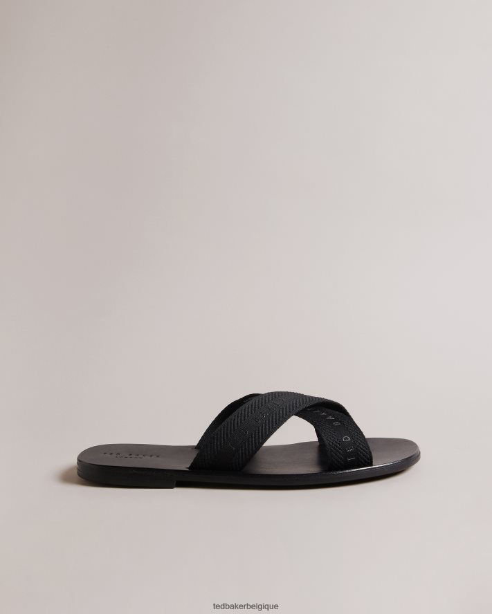 être Ted Baker Hommes Kaidenn - Claquettes croisées à sangles en sangle noir FR8J421872 chaussures