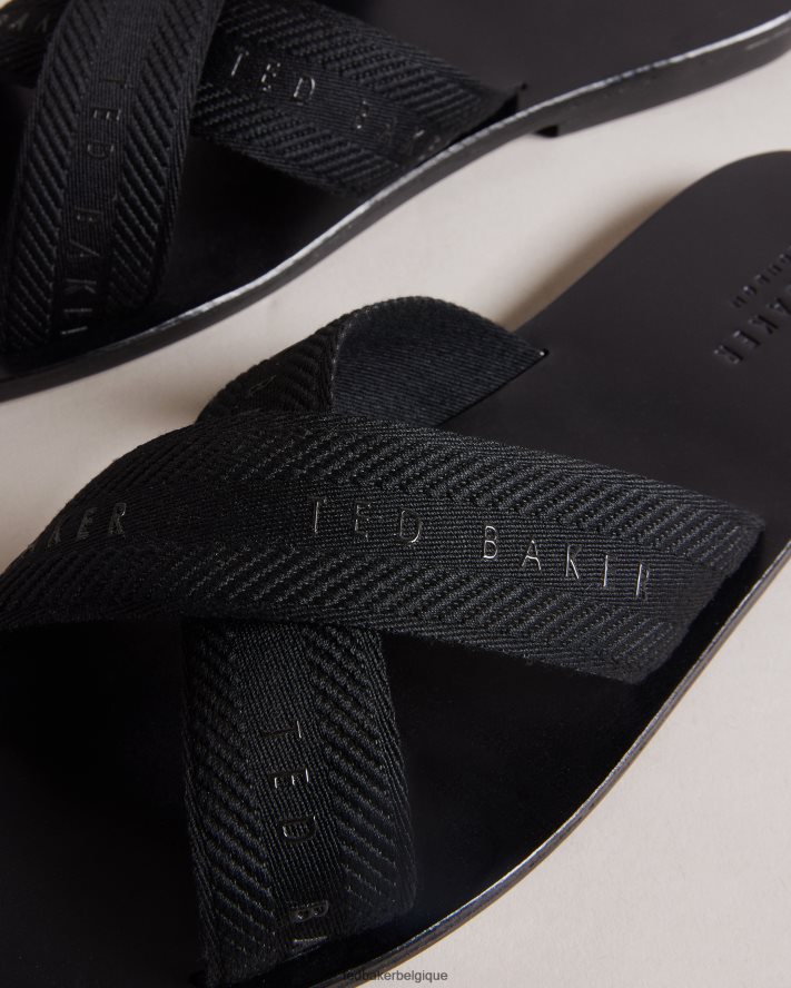 être Ted Baker Hommes Kaidenn - Claquettes croisées à sangles en sangle noir FR8J421872 chaussures