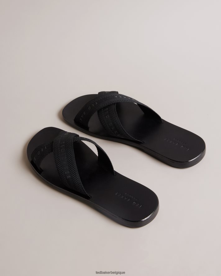 être Ted Baker Hommes Kaidenn - Claquettes croisées à sangles en sangle noir FR8J421872 chaussures