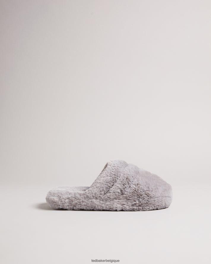 être Ted Baker Hommes pantoufles lopsey en fausse fourrure gris clair FR8J42927 chaussures
