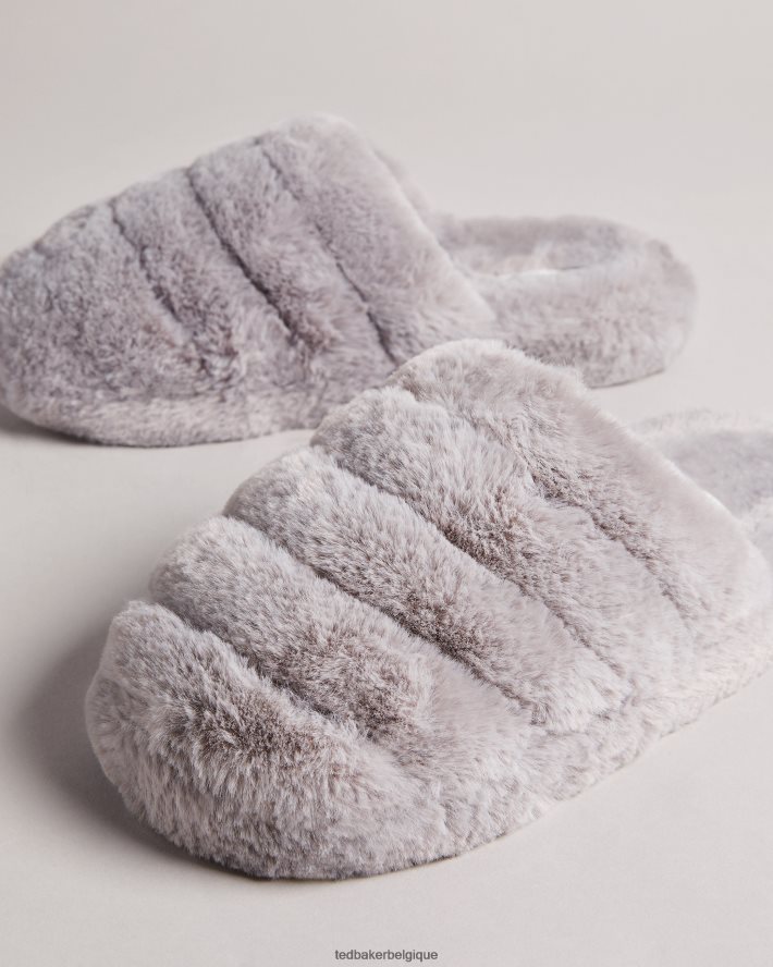 être Ted Baker Hommes pantoufles lopsey en fausse fourrure gris clair FR8J42927 chaussures