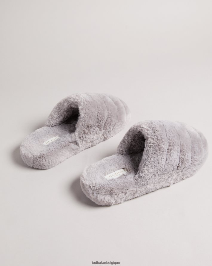 être Ted Baker Hommes pantoufles lopsey en fausse fourrure gris clair FR8J42927 chaussures