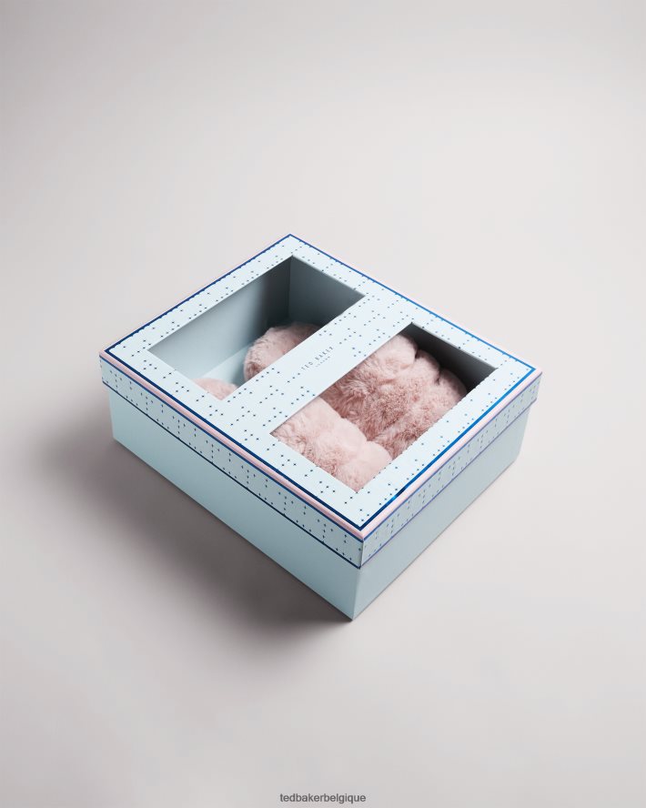 être Ted Baker Hommes pantoufles lopsey en fausse fourrure rose foncé FR8J42930 chaussures