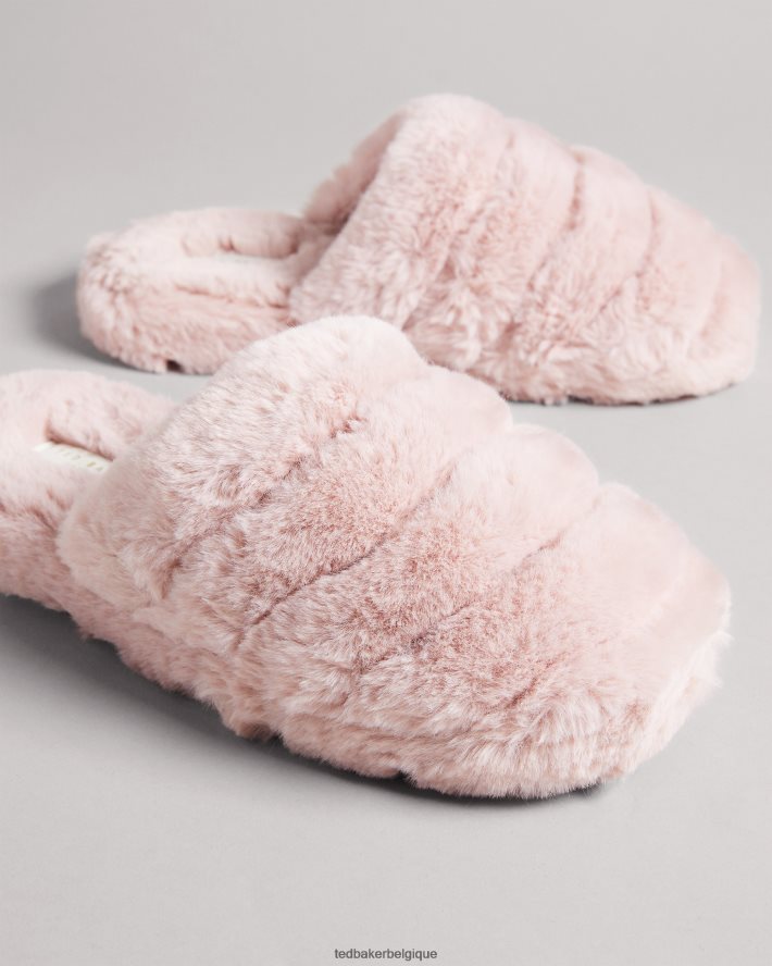 être Ted Baker Hommes pantoufles lopsey en fausse fourrure rose foncé FR8J42930 chaussures