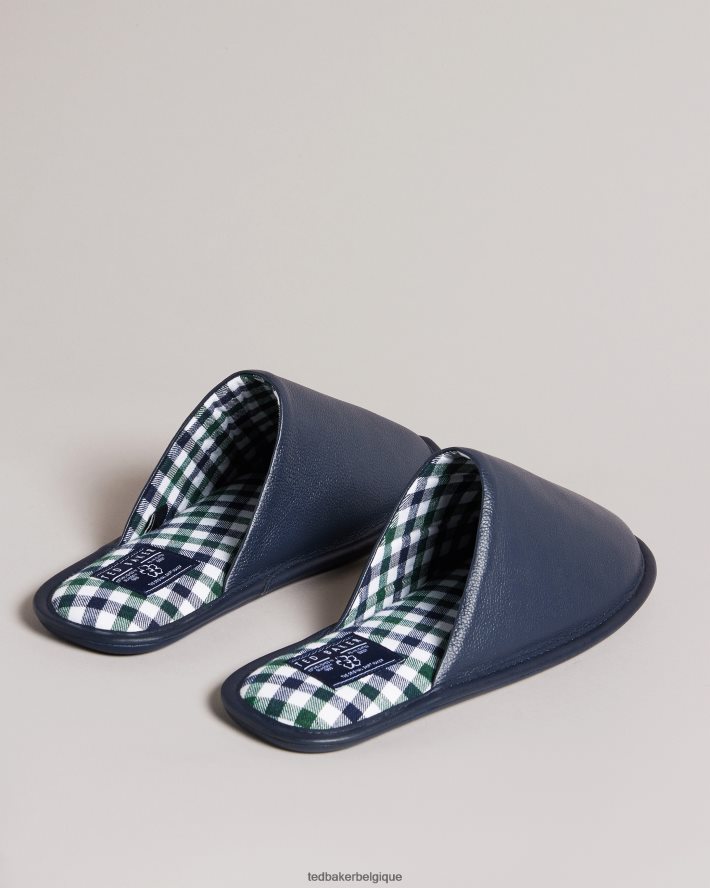 être Ted Baker Hommes pantoufles mules en cuir ardin marine FR8J421967 chaussures