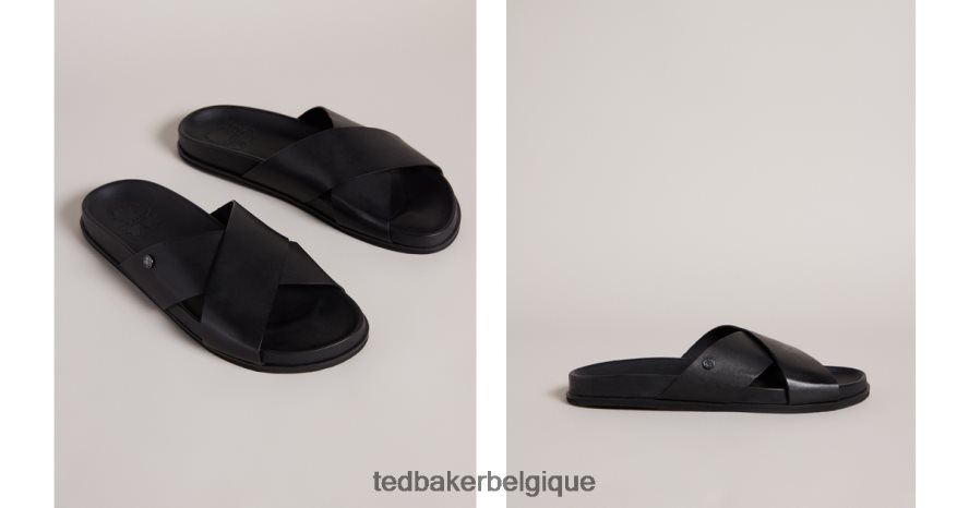 être Ted Baker Hommes sandales oscarr en cuir noir FR8J421824 chaussures