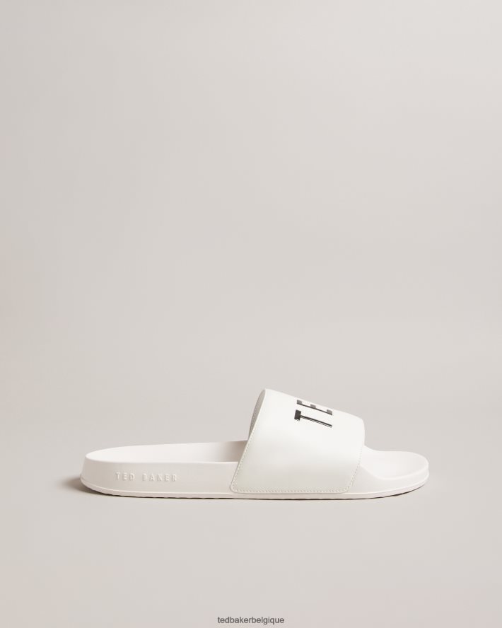 être Ted Baker Hommes sliders à logo Auly blanc FR8J421892 chaussures
