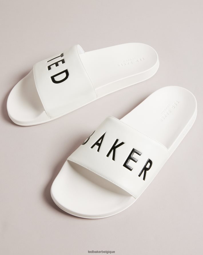 être Ted Baker Hommes sliders à logo Auly blanc FR8J421892 chaussures