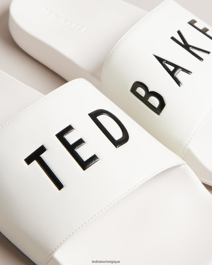 être Ted Baker Hommes sliders à logo Auly blanc FR8J421892 chaussures