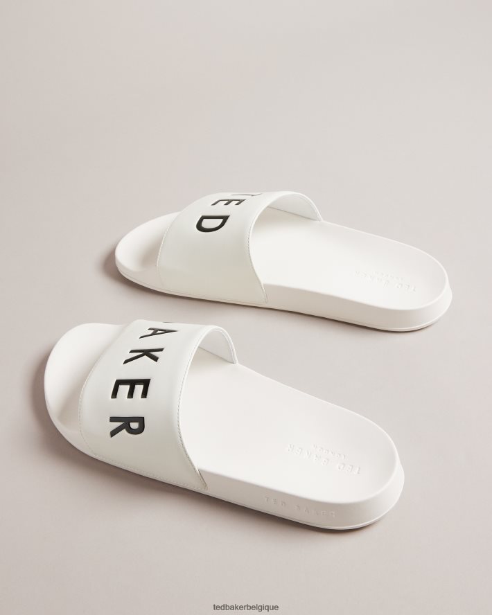 être Ted Baker Hommes sliders à logo Auly blanc FR8J421892 chaussures