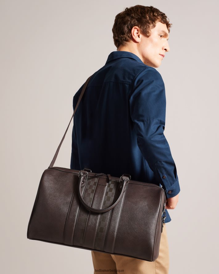 être Ted Baker Hommes fourre-tout Waylin House Check en PU chocolat brun FR8J421741 Sacs