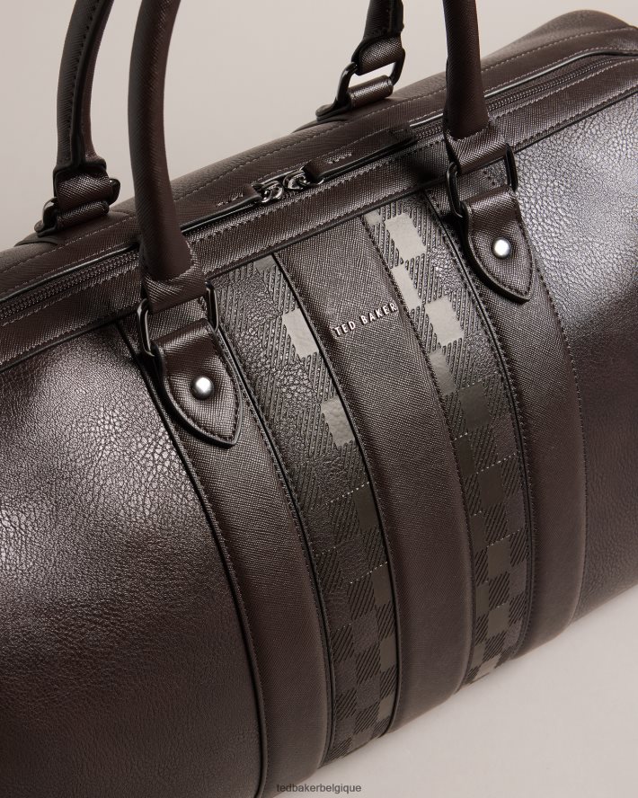 être Ted Baker Hommes fourre-tout Waylin House Check en PU chocolat brun FR8J421741 Sacs