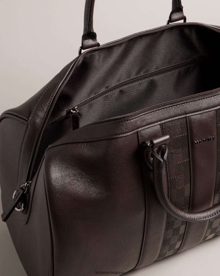 être Ted Baker Hommes fourre-tout Waylin House Check en PU chocolat brun FR8J421741 Sacs