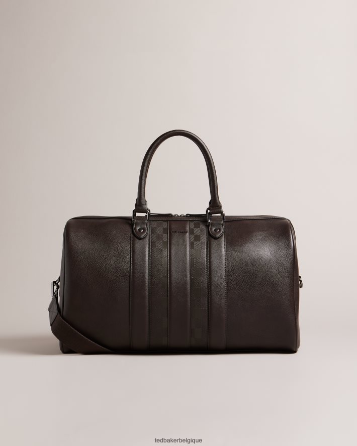 être Ted Baker Hommes fourre-tout Waylin House Check en PU chocolat brun FR8J421741 Sacs