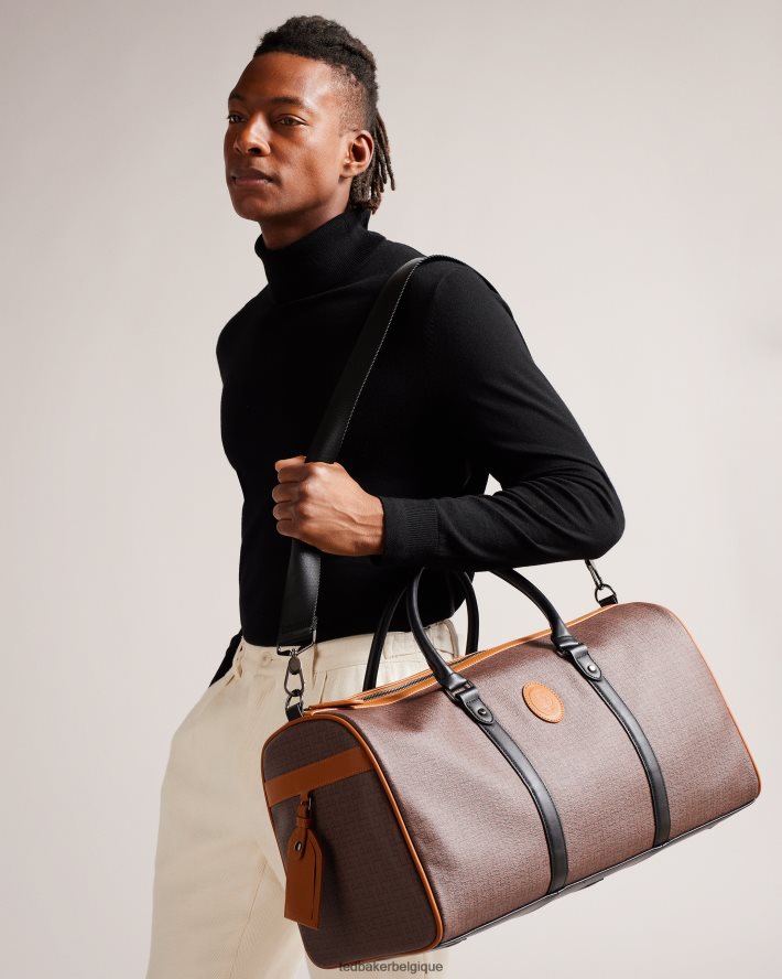être Ted Baker Hommes fourre-tout monogramme Traylen T chocolat brun FR8J421735 Sacs
