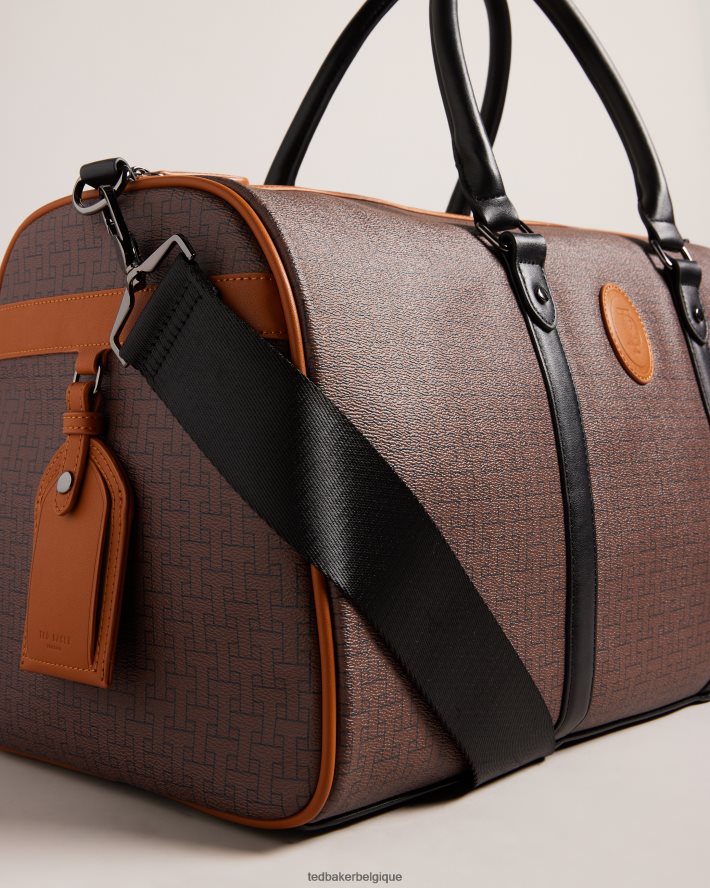 être Ted Baker Hommes fourre-tout monogramme Traylen T chocolat brun FR8J421735 Sacs