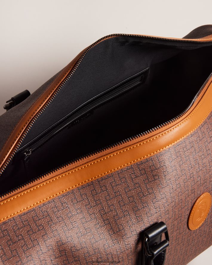 être Ted Baker Hommes fourre-tout monogramme Traylen T chocolat brun FR8J421735 Sacs