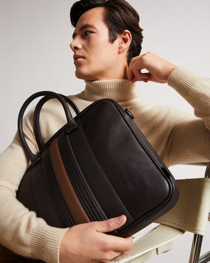 être Ted Baker Hommes sac à documents en PU jamais rayé brn-choc FR8J421747 Sacs
