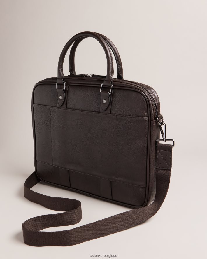 être Ted Baker Hommes sac à documents en pu waymon house check chocolat brun FR8J421767 Sacs