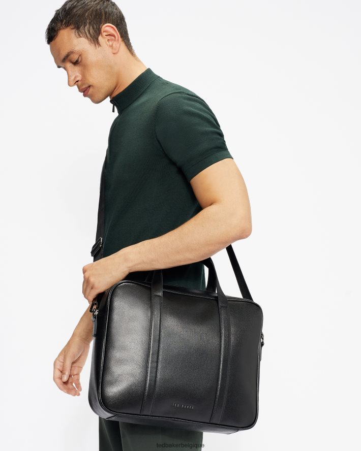 être Ted Baker Hommes sac porte-documents en cuir saffiano Strath noir FR8J421765 Sacs