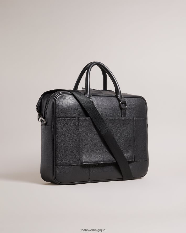 être Ted Baker Hommes sac porte-documents en cuir texturé en toile noir FR8J421743 Sacs