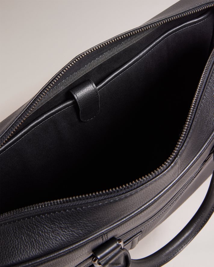 être Ted Baker Hommes sac porte-documents en cuir texturé en toile noir FR8J421743 Sacs