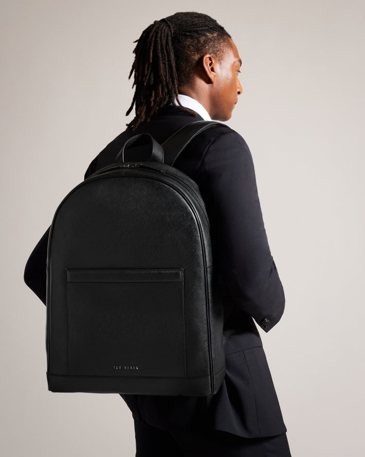 être Ted Baker Hommes sac à dos en cuir saffiano Nikolai noir FR8J421779 Sacs