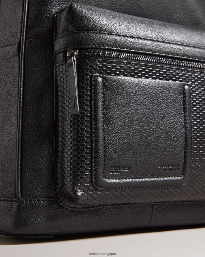 être Ted Baker Hommes sac à dos en cuir texturé Convoy noir FR8J421759 Sacs