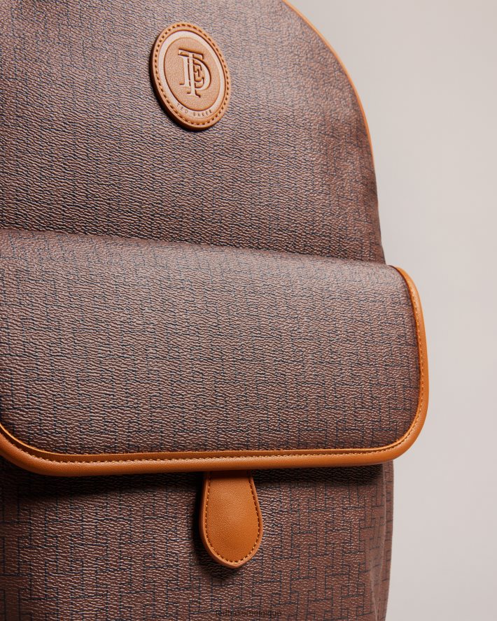 être Ted Baker Hommes sac à dos monogramme Trayton T chocolat brun FR8J421738 Sacs