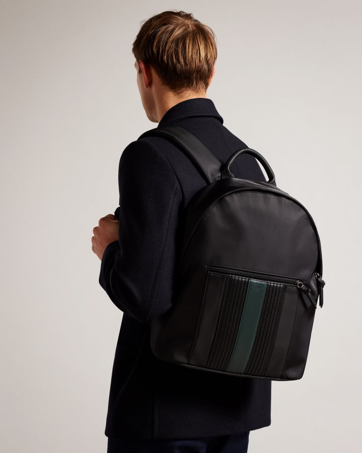 être Ted Baker Hommes sac à dos rayé en polyuréthane sergé rucken core noir FR8J421783 Sacs