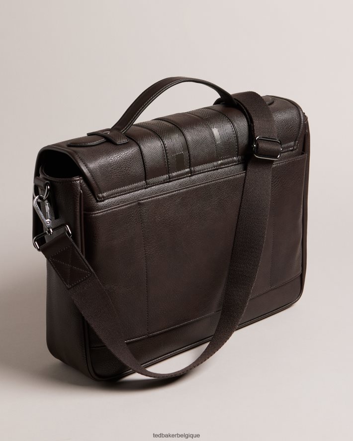 être Ted Baker Hommes cartable wayvees house check en pu chocolat brun FR8J421770 Sacs