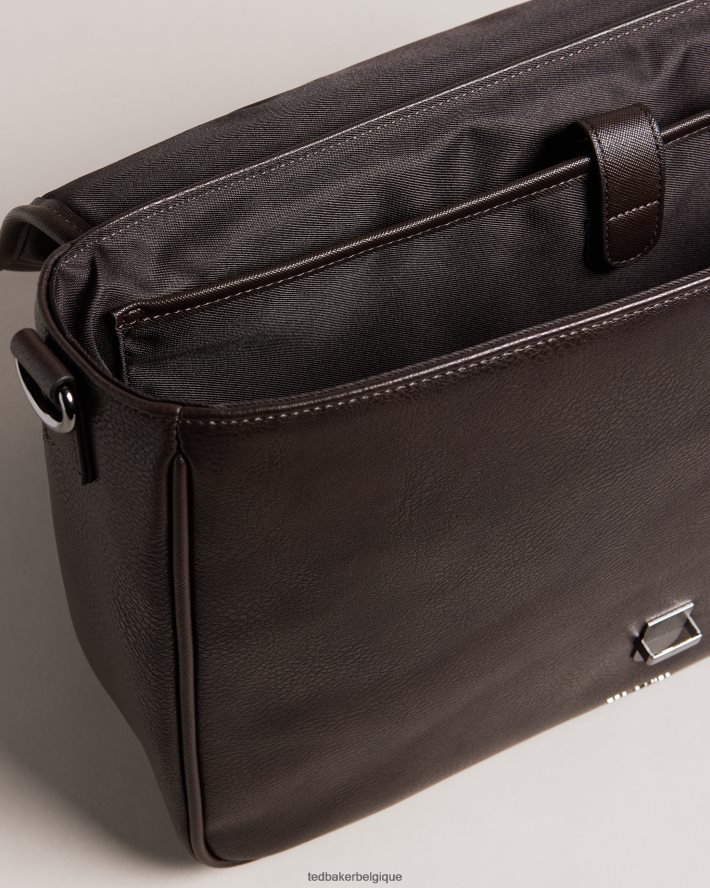 être Ted Baker Hommes cartable wayvees house check en pu chocolat brun FR8J421770 Sacs