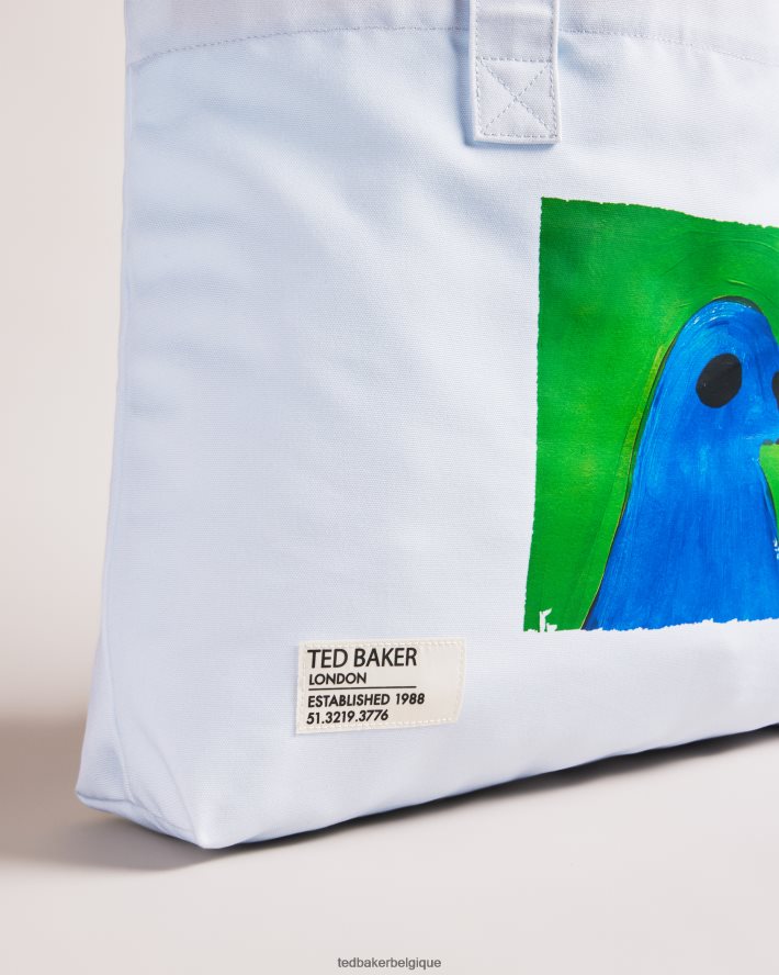 être Ted Baker Hommes sac de plage à oiseaux peints Burdey bleu clair FR8J421754 Sacs