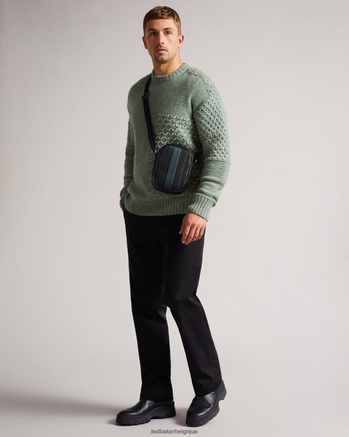 être Ted Baker Hommes sac de vol en pu rayé evver noir FR8J421758 Sacs