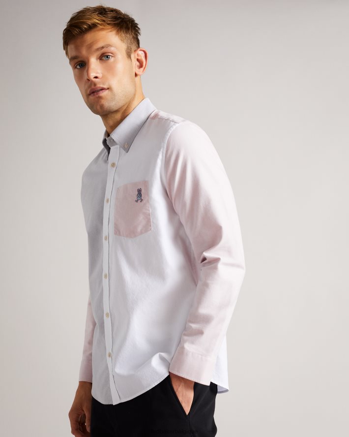être Ted Baker Hommes chemise oxford à blocs de couleurs Foster LS multicolore FR8J421685 vêtements