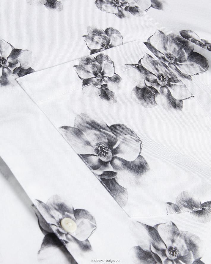 être Ted Baker Hommes milhill ls - chemise à imprimé photographique magnolia blanc FR8J421675 vêtements