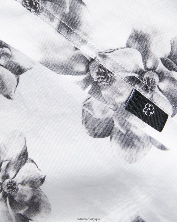 être Ted Baker Hommes milhill ls - chemise à imprimé photographique magnolia blanc FR8J421675 vêtements