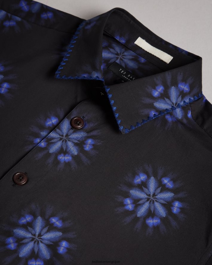 être Ted Baker Hommes paden - chemise imprimée à fleurs à manches courtes noir FR8J421649 vêtements