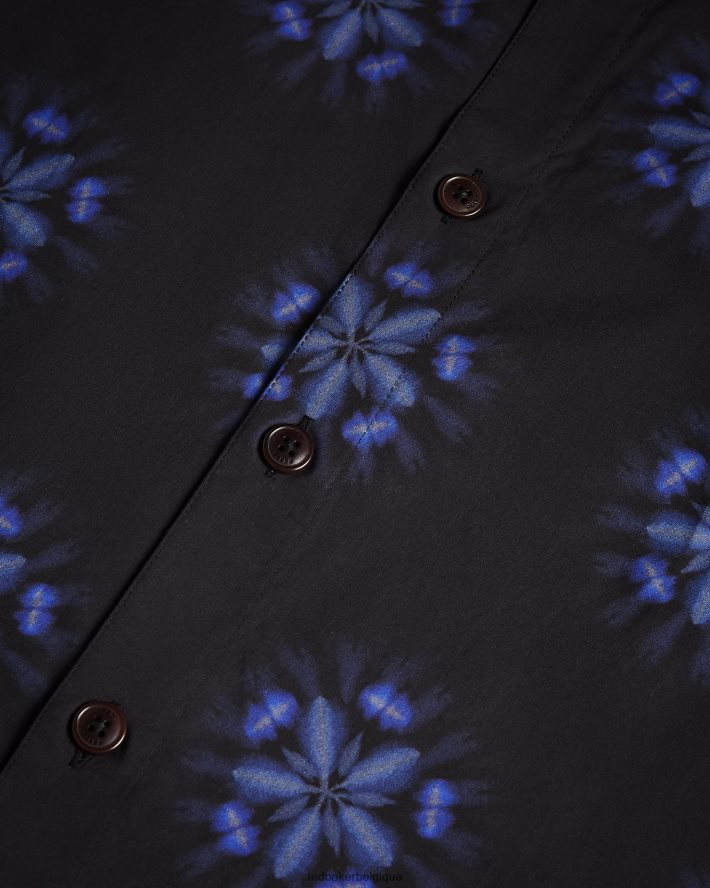 être Ted Baker Hommes paden - chemise imprimée à fleurs à manches courtes noir FR8J421649 vêtements