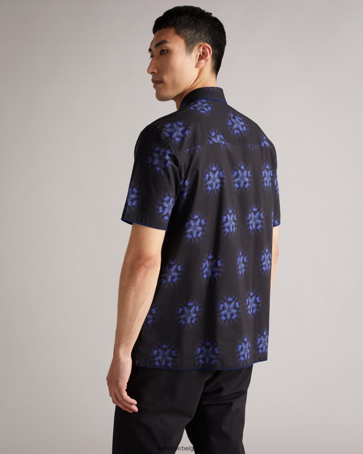 être Ted Baker Hommes paden - chemise imprimée à fleurs à manches courtes noir FR8J421649 vêtements