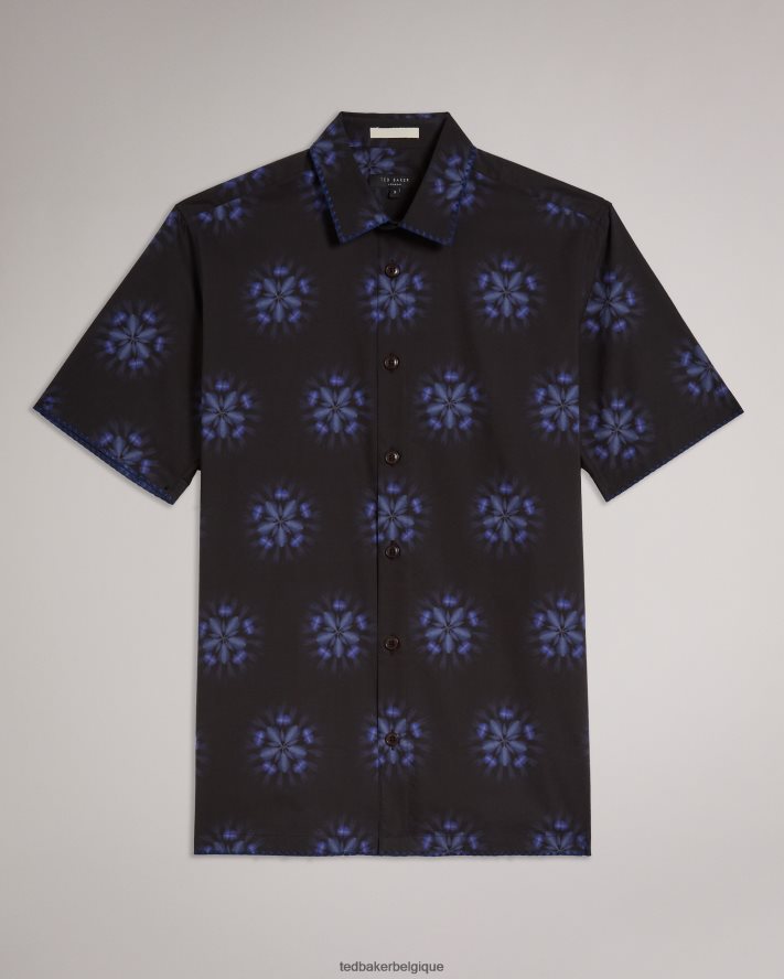 être Ted Baker Hommes paden - chemise imprimée à fleurs à manches courtes noir FR8J421649 vêtements
