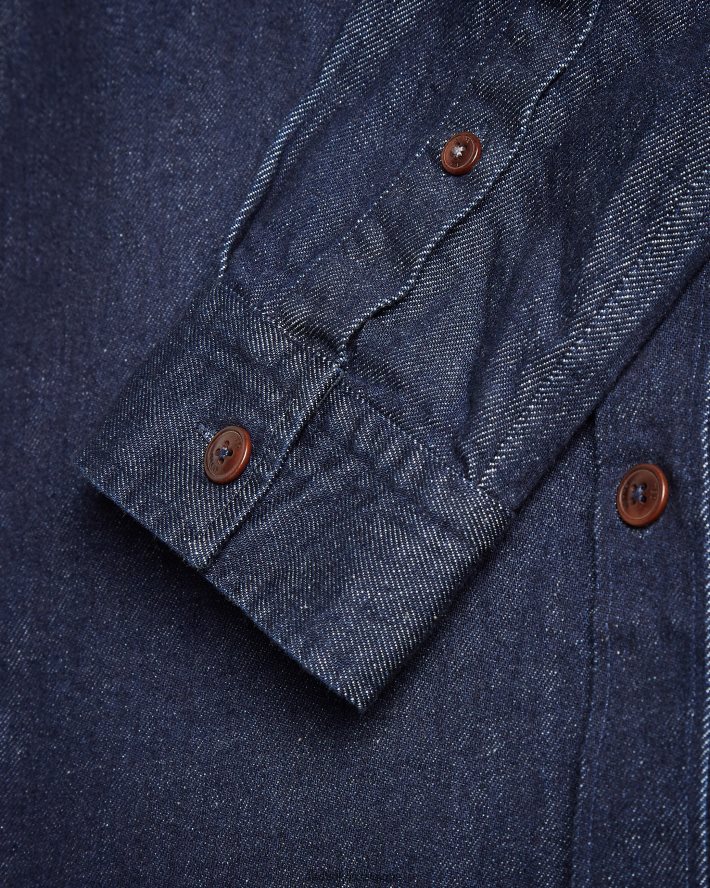 être Ted Baker Hommes surchemise en jean à manches longues enfield bleu foncé FR8J421688 vêtements