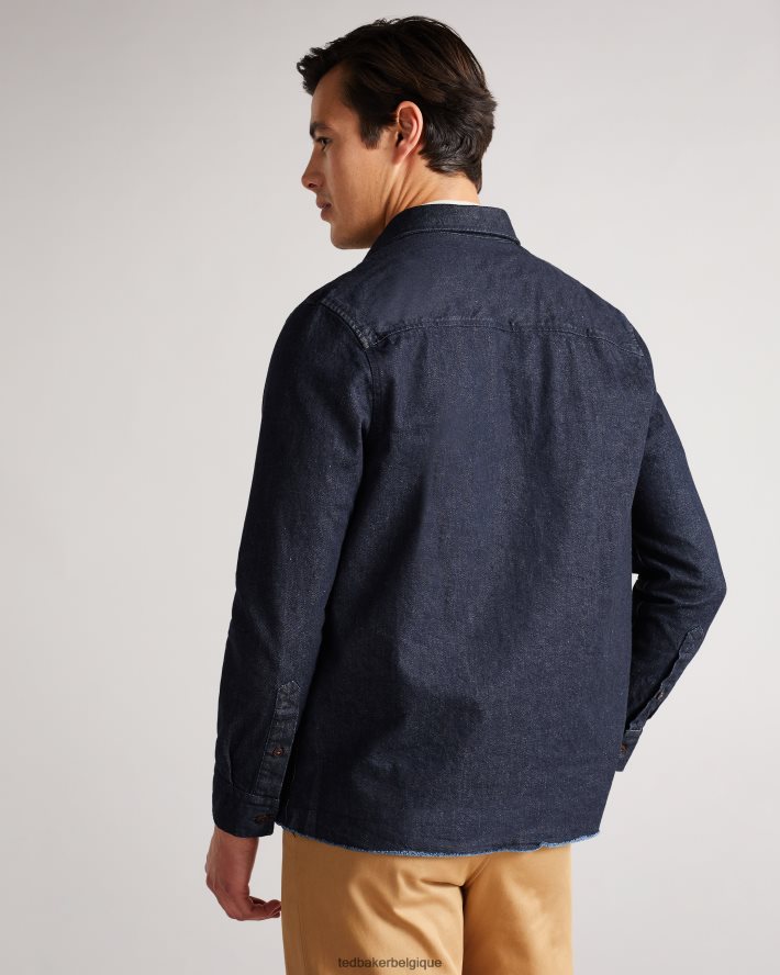 être Ted Baker Hommes surchemise en jean à manches longues enfield bleu foncé FR8J421688 vêtements