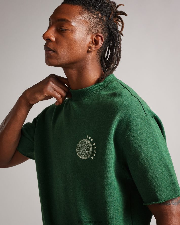 être Ted Baker Hommes Chandail coupe décontractée à manches courtes Shandon vert foncé FR8J421722 vêtements