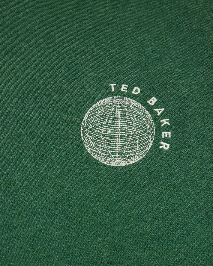 être Ted Baker Hommes Chandail coupe décontractée à manches courtes Shandon vert foncé FR8J421722 vêtements