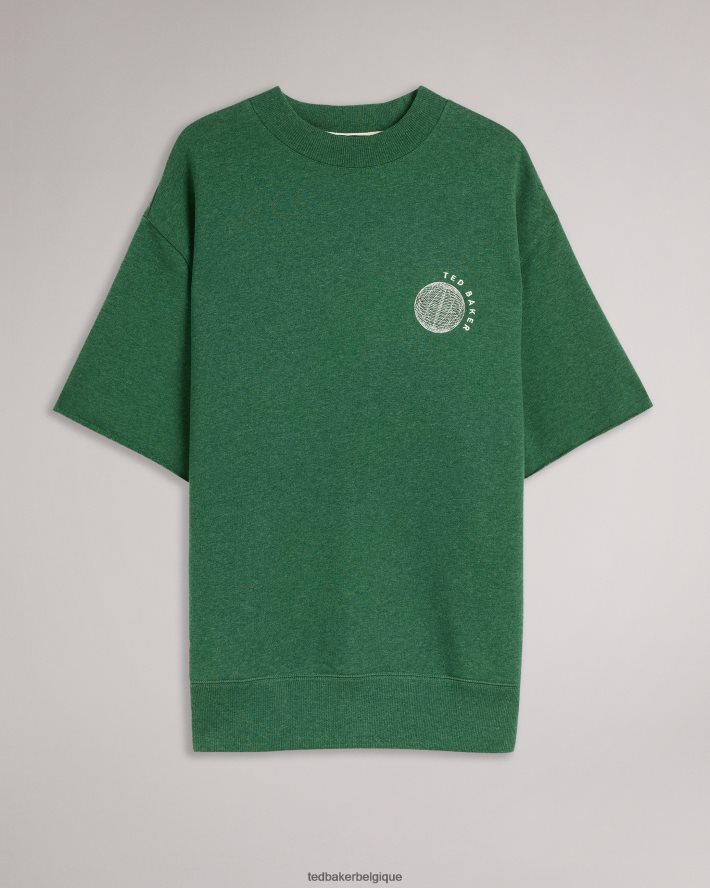 être Ted Baker Hommes Chandail coupe décontractée à manches courtes Shandon vert foncé FR8J421722 vêtements