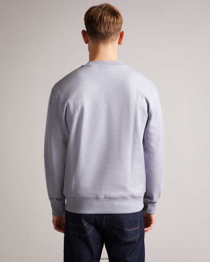 être Ted Baker Hommes carick sweat-shirt à fleurs brodées à manches longues violet clair FR8J421650 vêtements