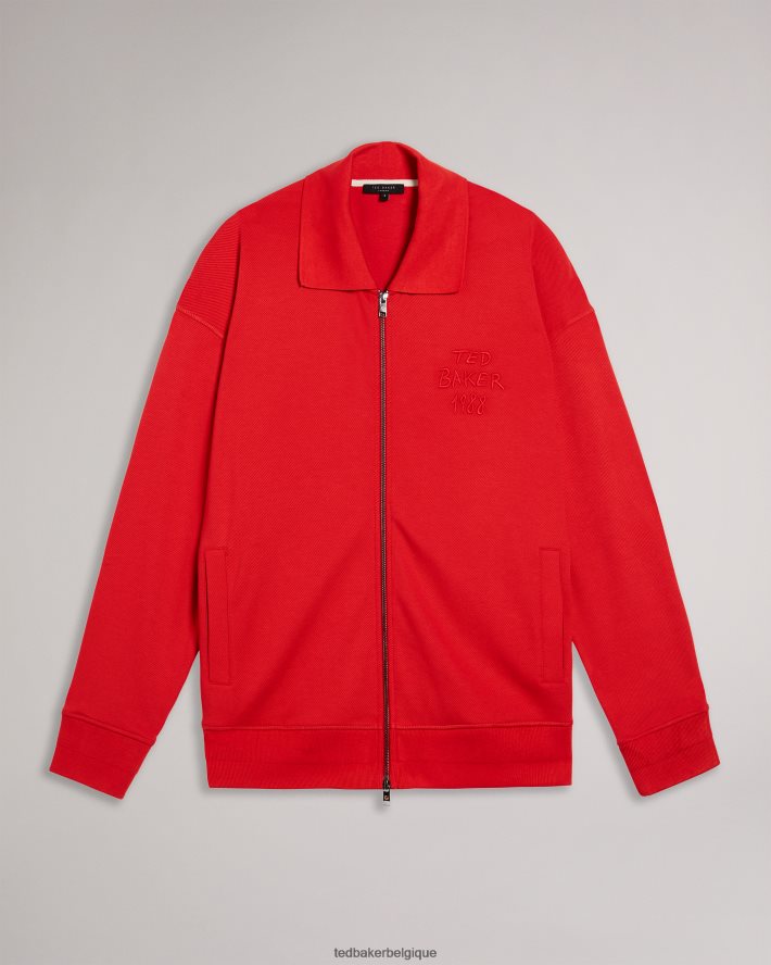 être Ted Baker Hommes lymn ls jersey graphique zippé rouge vif FR8J421627 vêtements