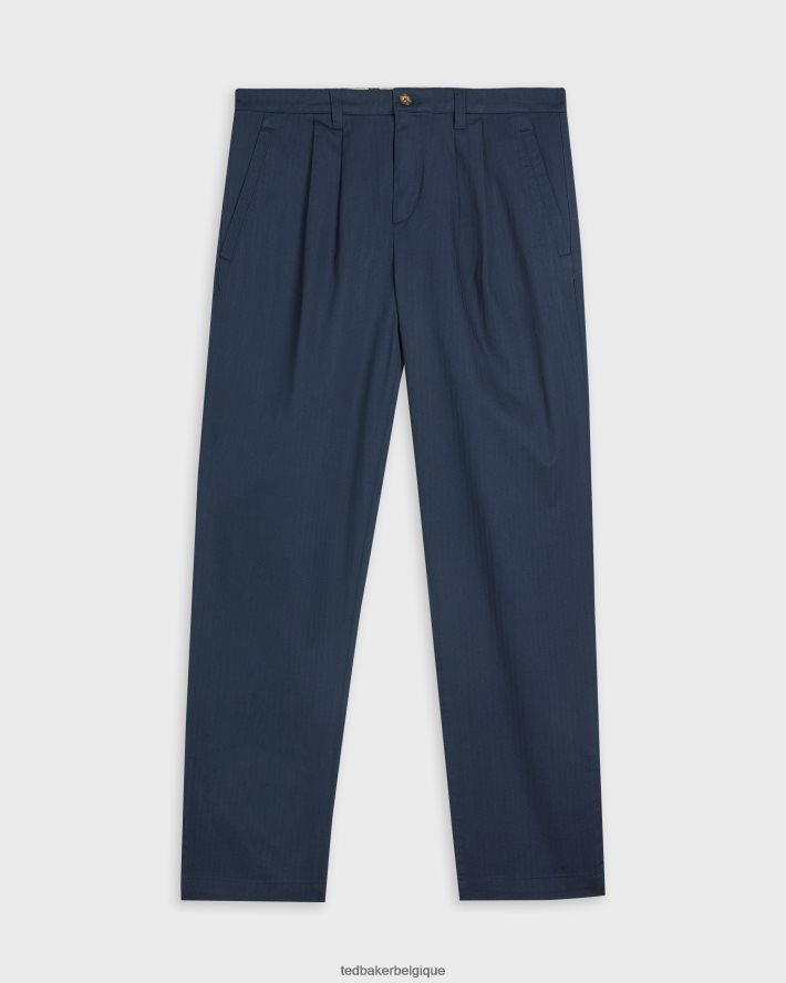 être Ted Baker Hommes pantalon plissé à chevrons talkin marine FR8J421684 vêtements